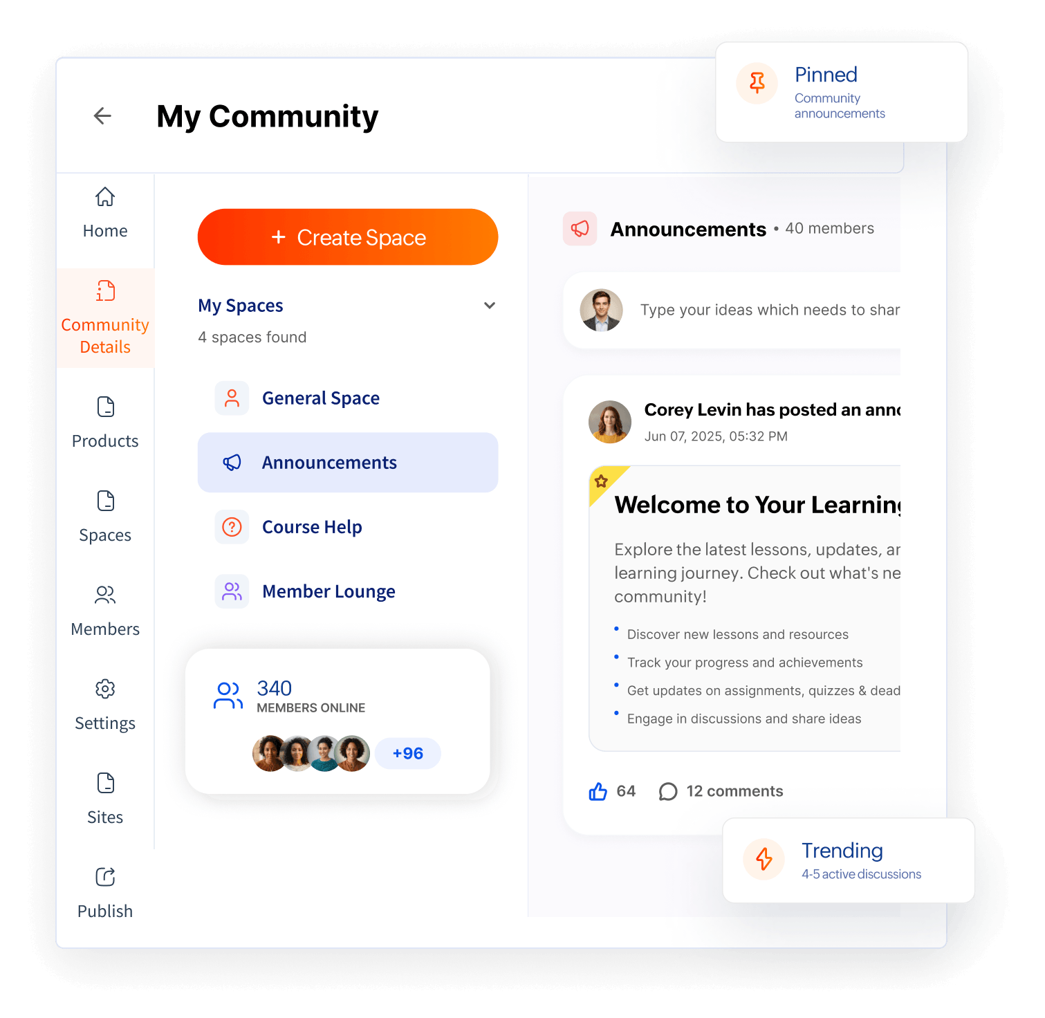 Community discussion spaces