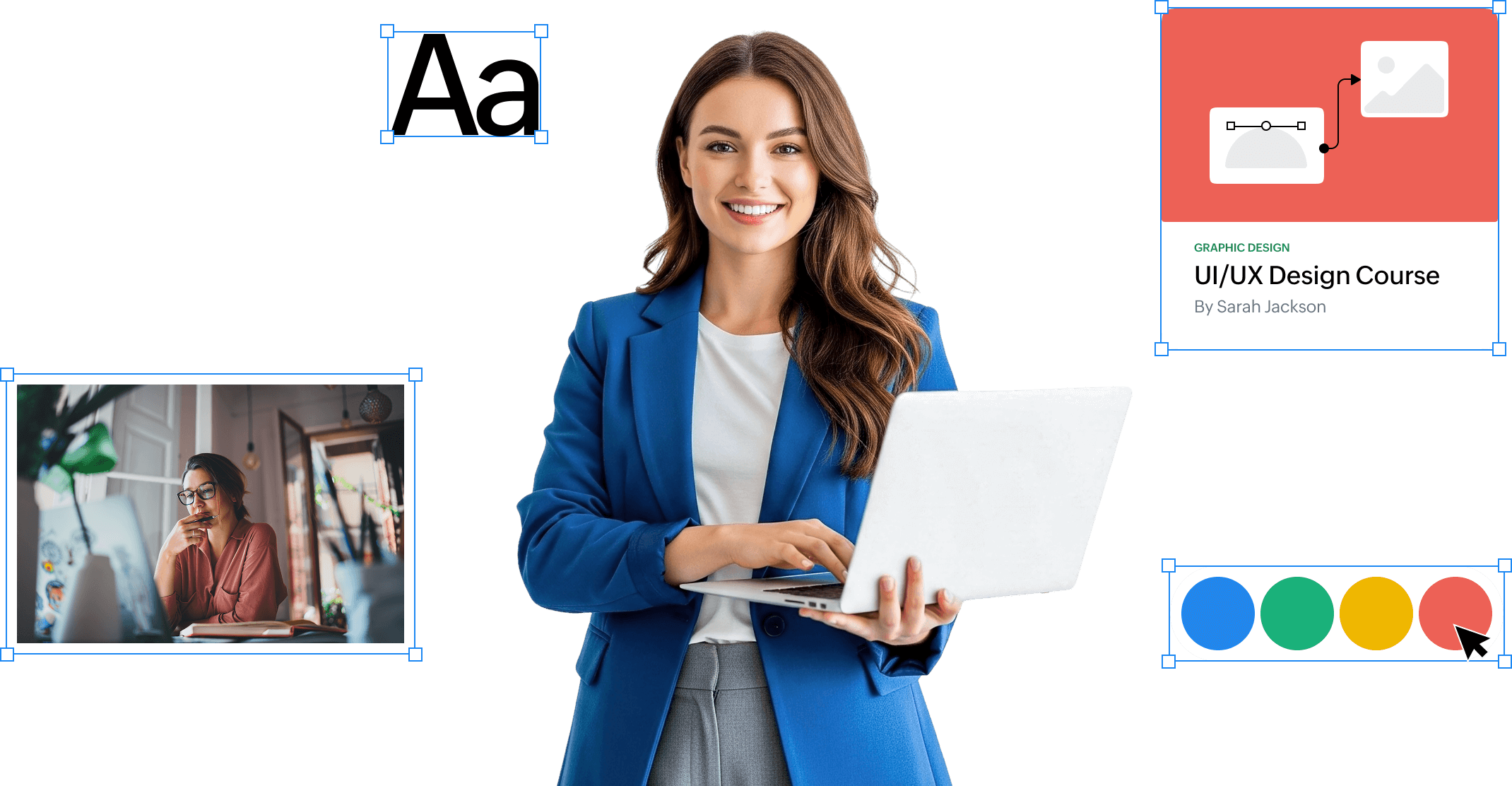 Course website preview with various UI elements