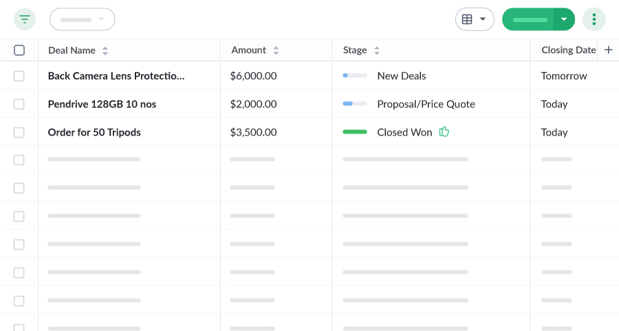 Biginのシート表示で表示された連絡先