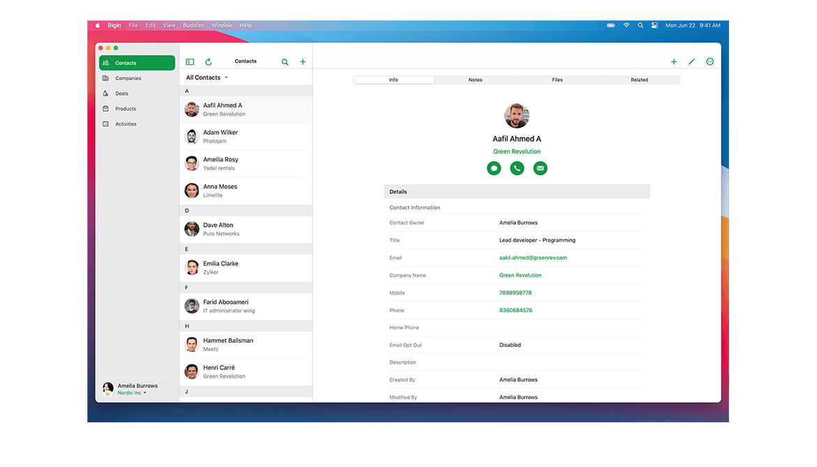 MacOS向けCRM - Bigin by Zoho CRM