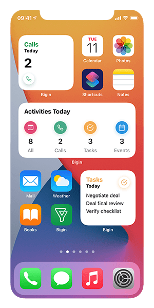 Widgets in iOS - Bigin by Zoho CRM