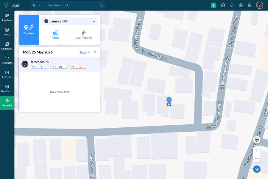 Tracking the visits completed by team members