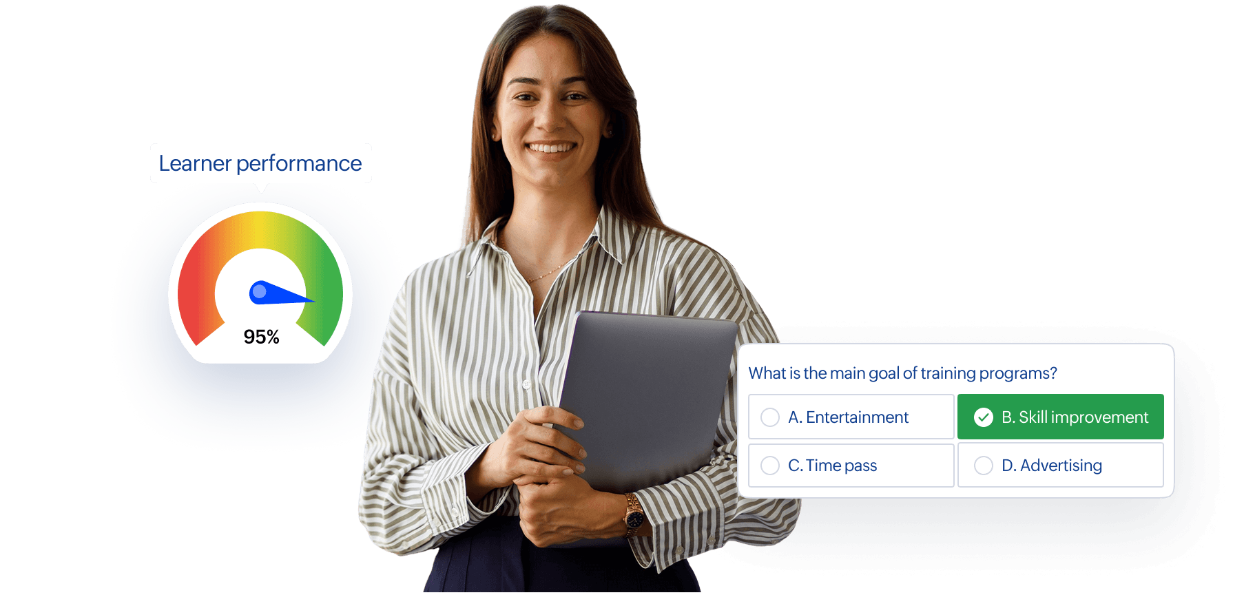 Built-in exams and assessments