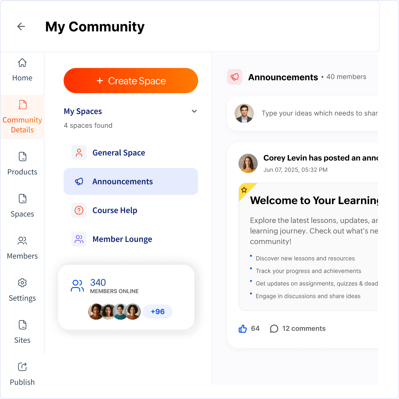 Community discussion spaces