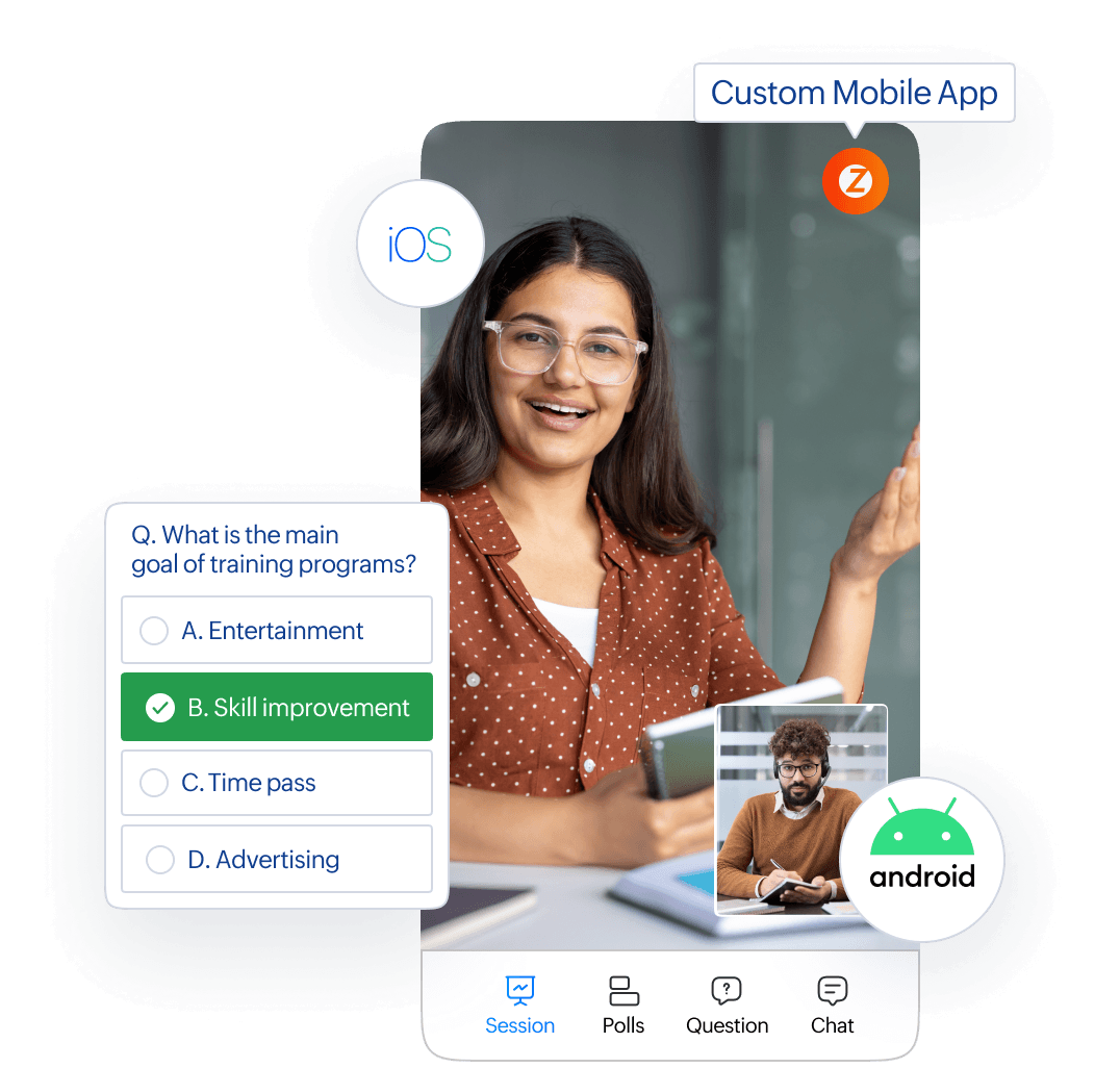 Custom-branded mobile app for course delivery on iOS and Android