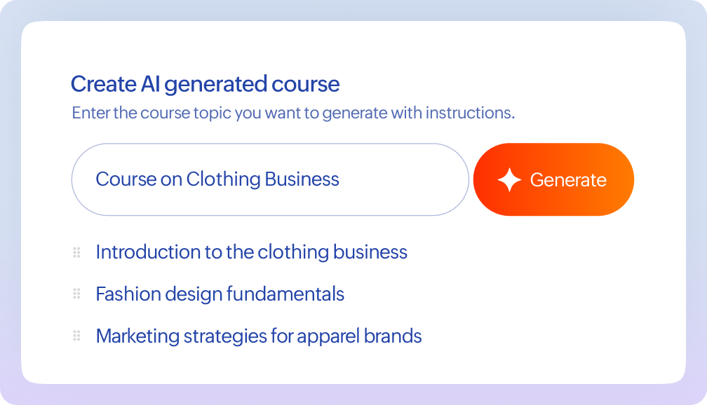 AI-powered course builder generating a course outline in TrainerCentral