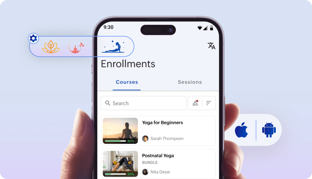 White-labeled TrainerCentral mobile learning app