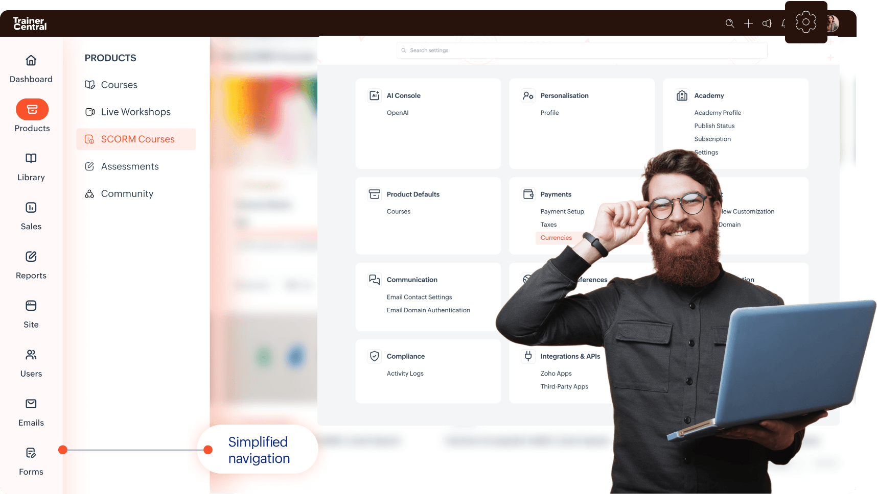 TrainerCentral 2.0 redesigned interface with simplified navigation