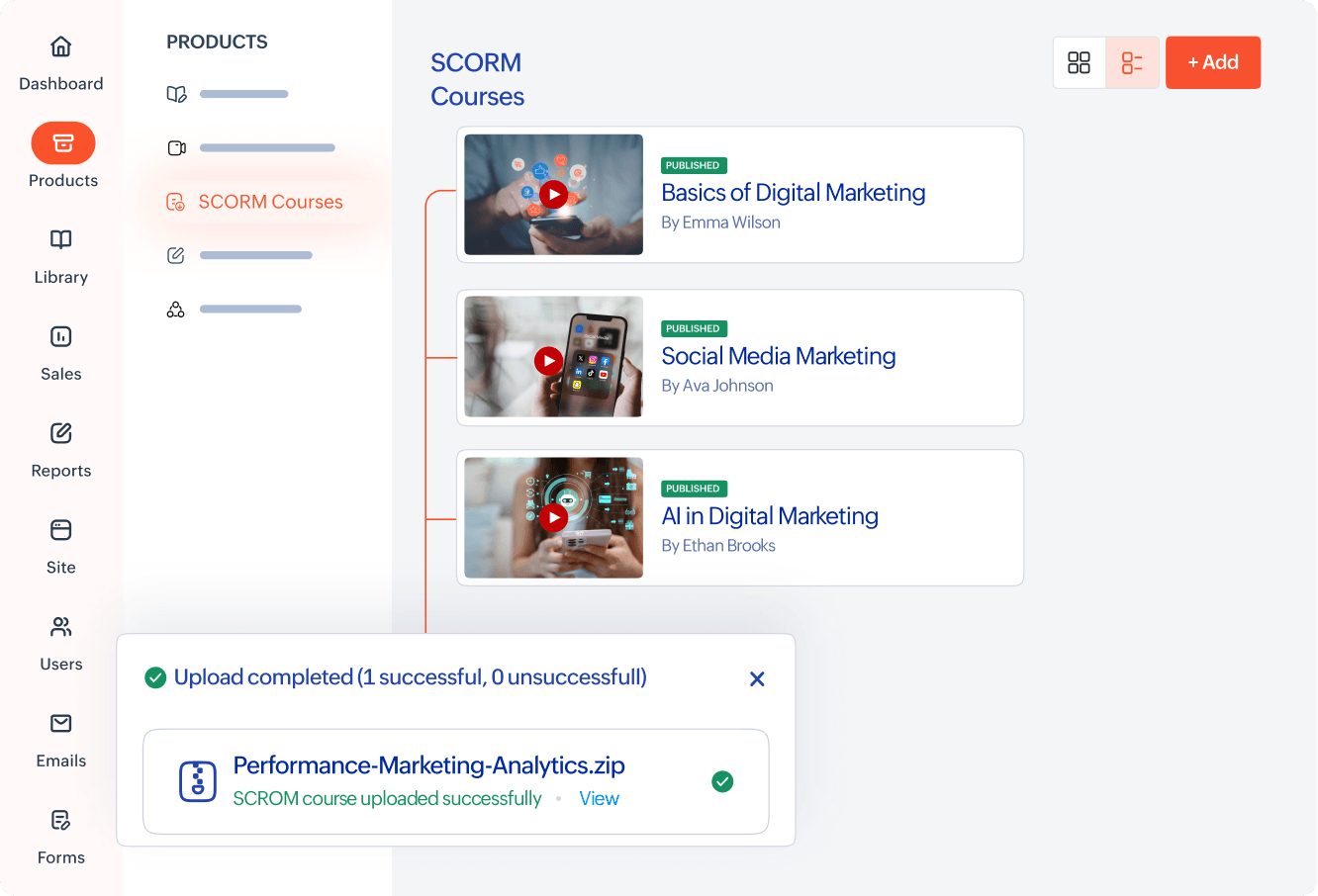 SCORM Courses list in TrainerCentral