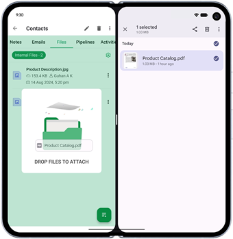 Bigin mobile app on foldable device