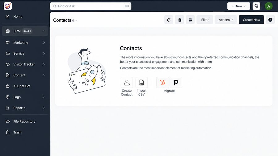 EngageBay all-in-one dashboard