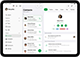 Liquid Glass design on the Bigin app across iPhone, iPad, and Mac devices.