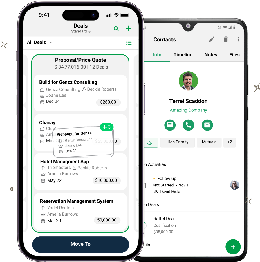 Dois celulares com telas do bigin abertas