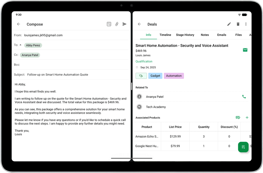 Two Bigin screens open simultaneously